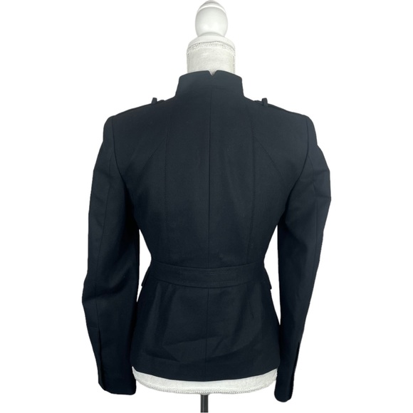 Classic Black Mock Neck Military Inspired Wool Jacket - Picture 7 of 14
